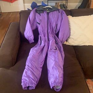 Snowsuit snow one piece electric purple vintage ski snowboard pants & jacket